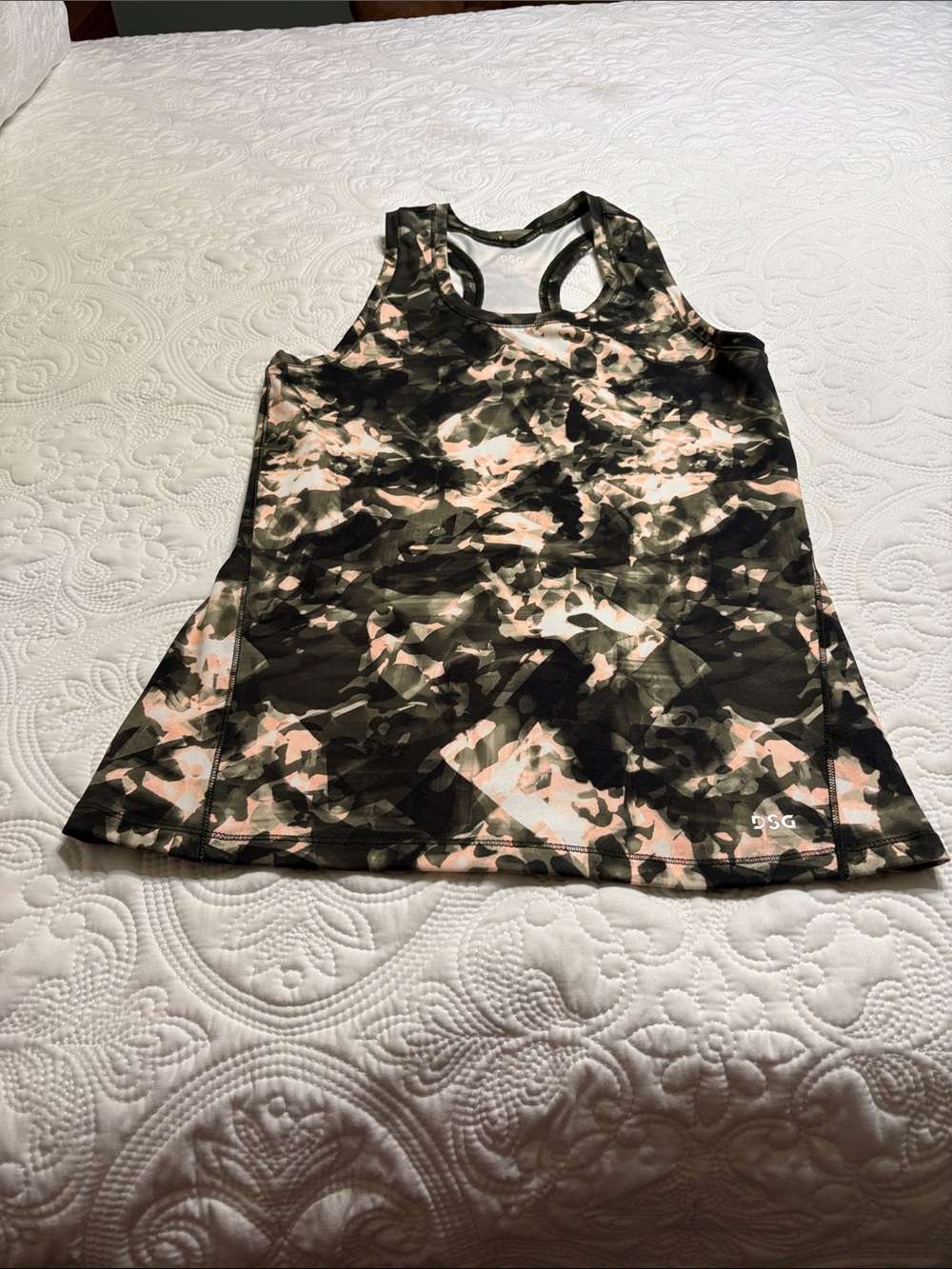 DSG Olive Camo Racerback Tank with Blush Accents
